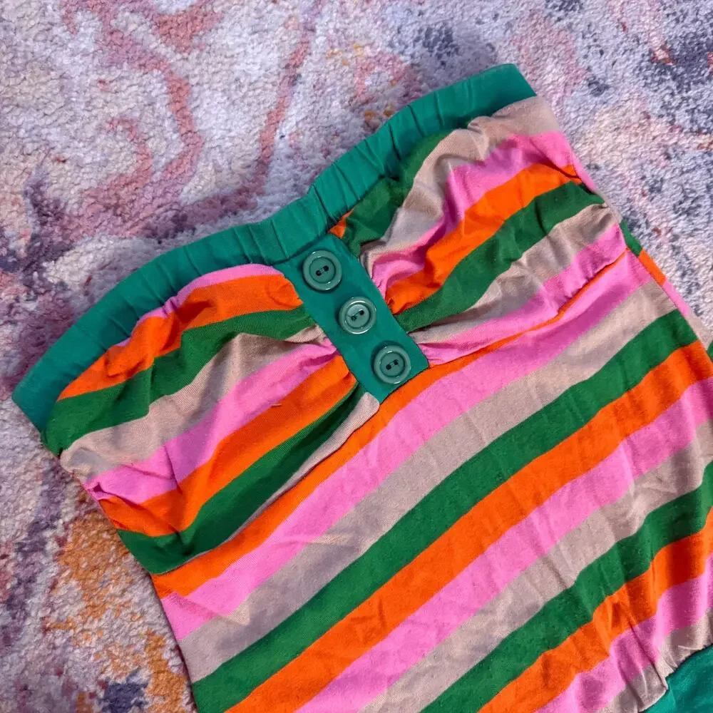 Vintage Y2K multicolored striped tube top - Picture 7 of 9